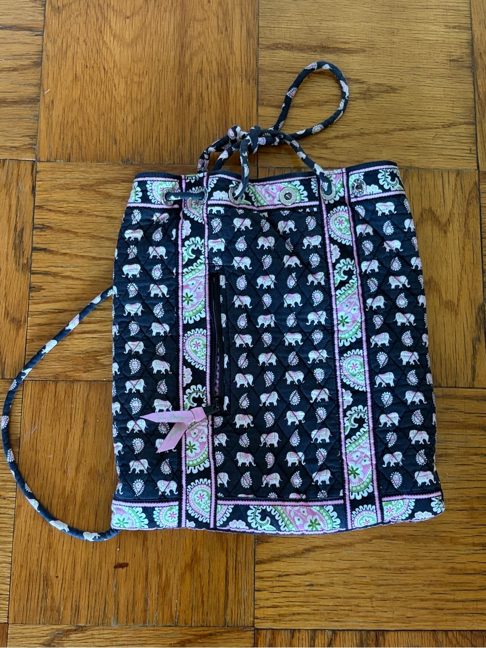 Vera Bradley Quilted Black and Pink Patterned Crossbody Bag